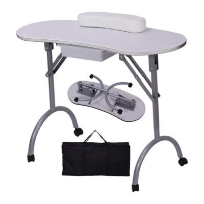 Mesa Para Manicure Portátil Blanca + Bolso