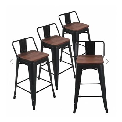 Pack 4 Taburetes Tolix 77cm Base Madera- Negro