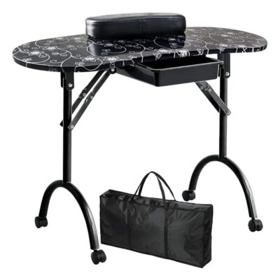 Mesa Para Manicure Portátil Negra + Bolso
