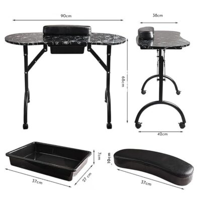 Mesa Para Manicure Portátil Negra + Bolso - Imagen 5