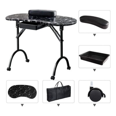 Mesa Para Manicure Portátil Negra + Bolso - Imagen 6