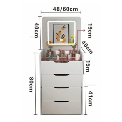 Tocador 3 en 1 con Taburete y Luz LED - Imagen 3